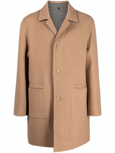 Shop Fendi Single-breasted Virgin Wool-blend Coat In Brown