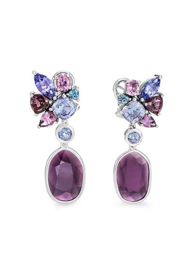 John Hardy 18kt White Gold Kala Saru Gemstone Earrings In Purple