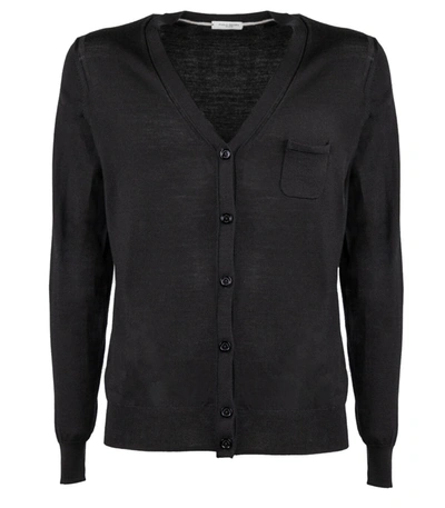 Shop Paolo Pecora Black Wool Cardigan