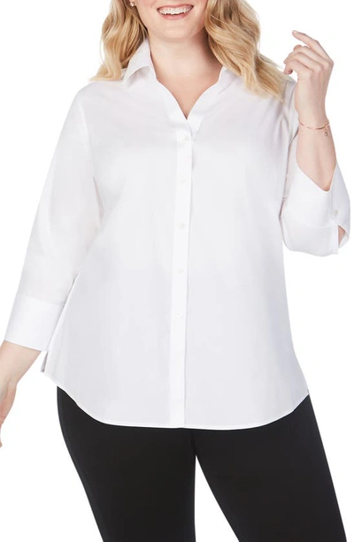 Shop Foxcroft Mary Non-iron Stretch Cotton Button-up Shirt In White
