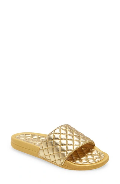 Shop Apl Athletic Propulsion Labs Lusso Quilted Slide Sandal In Metallic Gold