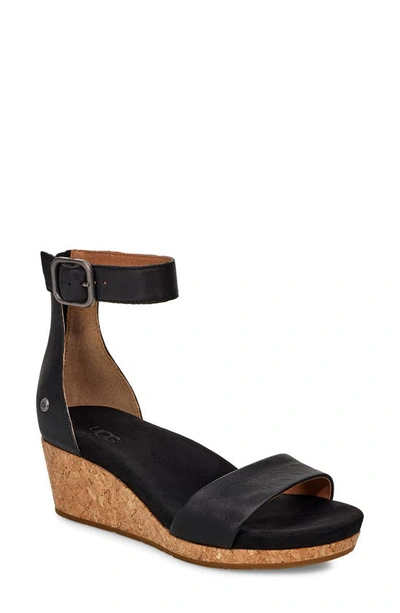 Ugg Zoe Ii Leather Wedge In Black Colour: Black In Black Leather | ModeSens