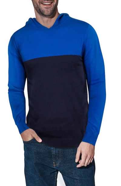 Shop X-ray Colorblock Hooded Sweater In Royal Bl/ Navy