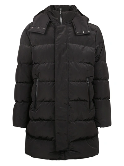 Three Quarter Length Down Jacket In Black
