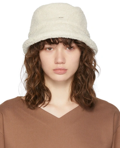 Shop Hugo Off-white Fleece Bucket Hat In 102 Natural
