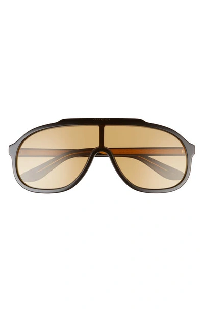 Shop Gucci 99mm Shield Sunglasses In Black