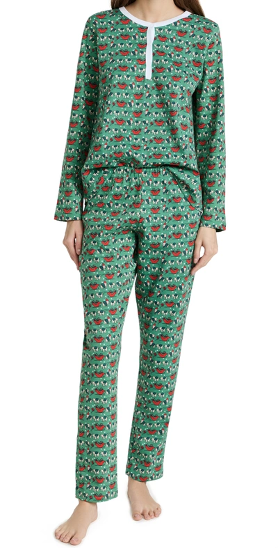 Shop Roller Rabbit Holly Jolly Hathi Pajama Set In Green