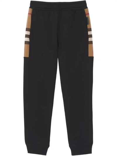 Shop Burberry Check-pattern Track Pants In Black