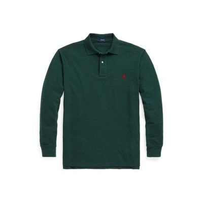 Shop Polo Ralph Lauren Mesh Long-sleeve Polo Shirt In Scotch Pine Heather