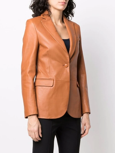 Shop L'autre Chose Single-breasted Leather Blazer In Pink