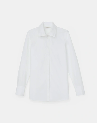 Shop Lafayette 148 Plus-size Ruxton Shirt In Italian Sculpted Kindcotton In White