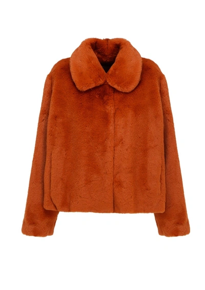 Shop Stand Studio Marcella Faux Fur Jacket In Orange