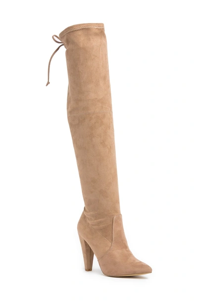 Shop French Connection Vegan Suede Over-the-knee Boot In Taupe