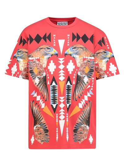 Marcelo Burlon County Of Milan Kids' Red T-shirt With Multicolor Print In  Rosso | ModeSens
