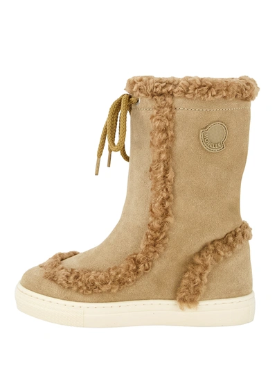 Shop Moncler Kids Boots For Girls In Beige