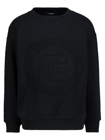 Shop Balmain Kids Sweatshirt For Boys In Black