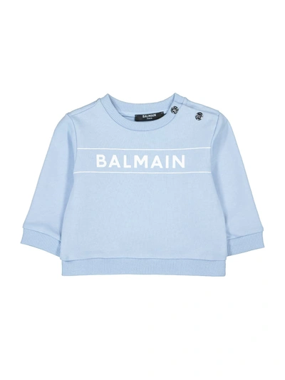 Shop Balmain Kids Felpa Per Bambini In Blu