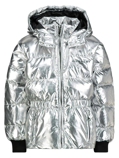 Shop Givenchy Kids Down Jacket For Girls In Silver