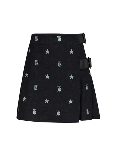 Shop Burberry Kids Skirt For Girls In Blue