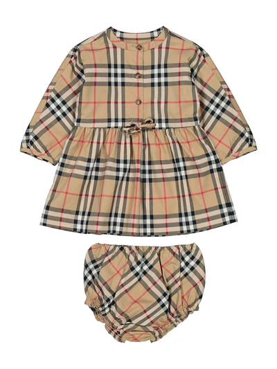 Shop Burberry Kids Clothing Set For Girls In Beige