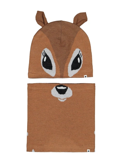 Shop Molo Kids Beanie For Girls In Brown