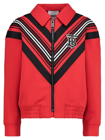 Shop Burberry Kids Sweat Jacket For Boys In Red