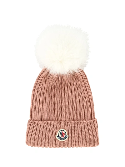 Shop Moncler Kids Beanie For Girls In Pink