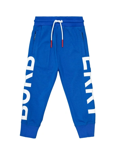 Shop Burberry Kids Sweatpants For Boys In Blue