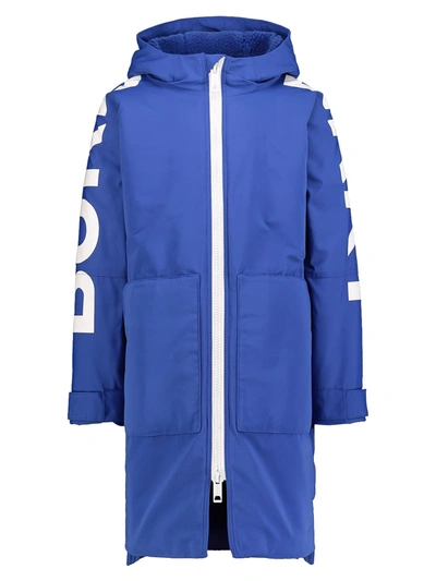 Shop Burberry Kids Blue Winter Jacket For Boys