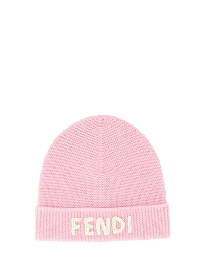 Shop Fendi Kids Beanie For Girls In Pink