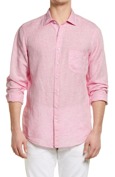 Shop Rodd & Gunn Seaford Linen Button-up Shirt In Wild Rose