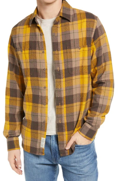Shop Schott Nyc Two-pocket Long Sleeve Flannel Button-up Shirt In Mustard
