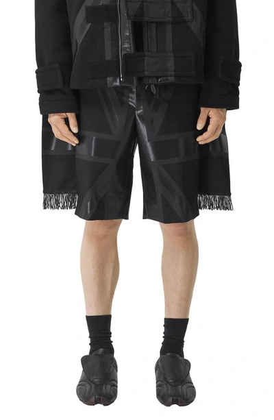 Shop Burberry Union Jack Side Panel Shorts In Black