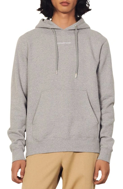 Shop Sandro Embroidered Logo Hoodie In Mocked Grey