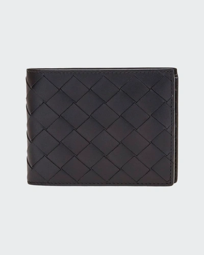 Shop Bottega Veneta Men's Intrecciato Leather Bifold Wallet In Black