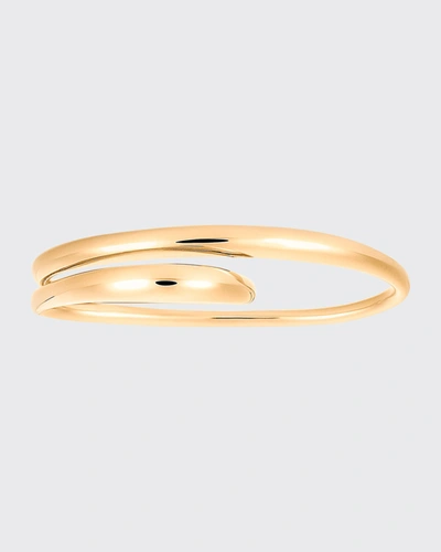 Shop Charlotte Chesnais Heart Double-finger Ring With Gold Vermeil In Yellow Vermeil