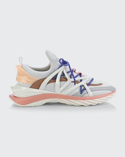 Shop Jimmy Choo Cosmos Runner Sneakers In Whte/ballet Pink