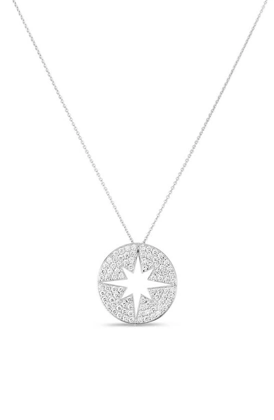 Shop Roberto Coin Diamond Starburst Pendant Necklace In White Gold