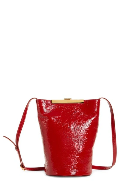 Shop Khaite Etta Patent Leather Shoulder Bag In Fire Red