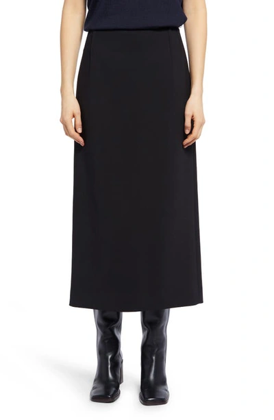 Shop The Row Parma Stretch Virgin Wool Midi Skirt In Black