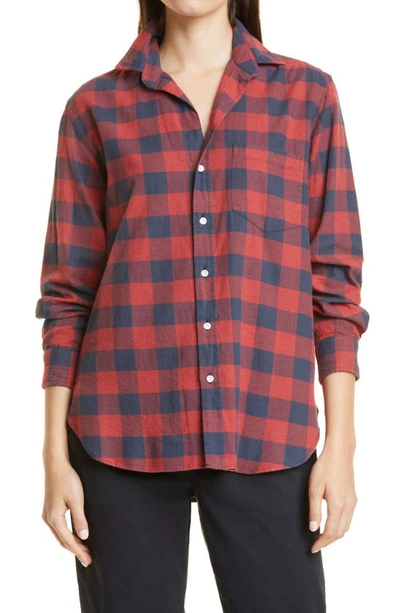 Shop Frank & Eileen Joedy Cotton Flannel Button-up Shirt In Charcoal Red X-large Check
