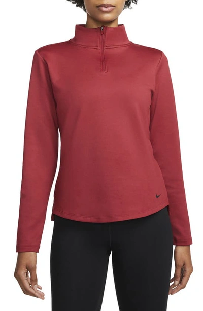 Shop Nike Therma-fit One Long Sleeve Half Zip Pullover In Pomegranate/ Black
