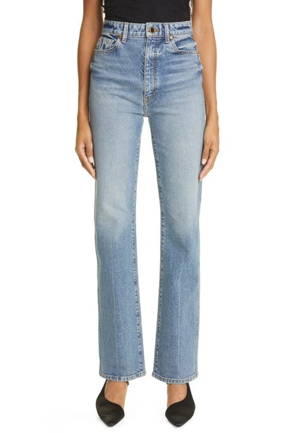 Shop Khaite Daria High Waist Slim Straight Leg Jeans In Montgomery Stretch