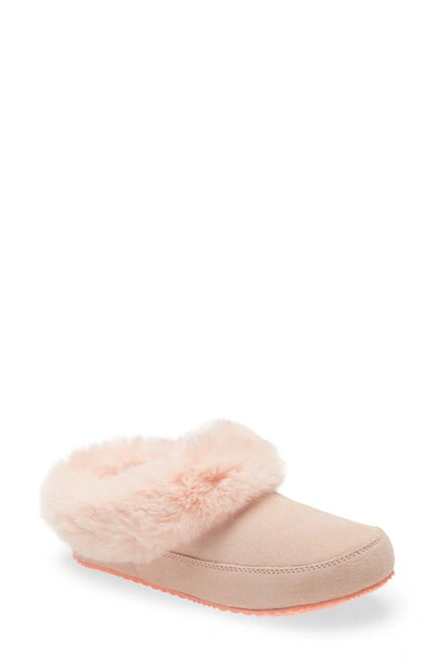 Shop Sorel Go Coffee Run Faux Fur Slipper In Peach Blossom Coral