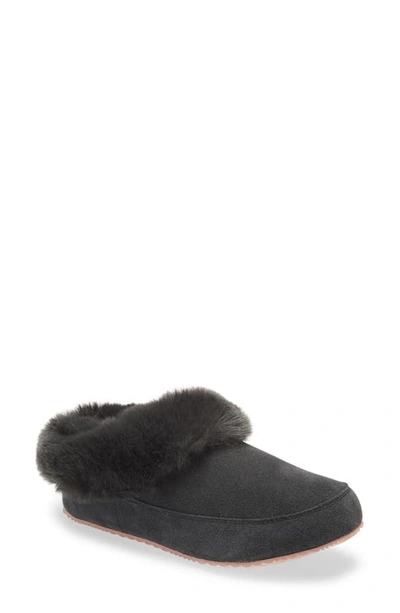 Shop Sorel Go Coffee Run Faux Fur Slipper In Dark Moss Peach Blo