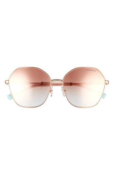 Shop Tiffany & Co 59mm Irregular Sunglasses In Rubedo/ Gradient Pink