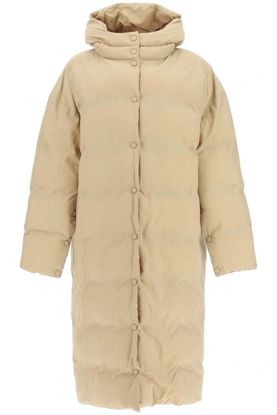 Shop A.w.a.k.e. Long Oversized Puffer Jacket In Beige (beige)