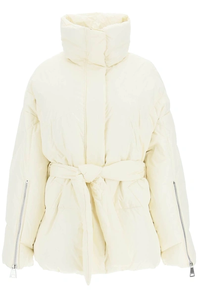 Shop Khrisjoy New Iconic Belted Down Jacket In Butter (white)