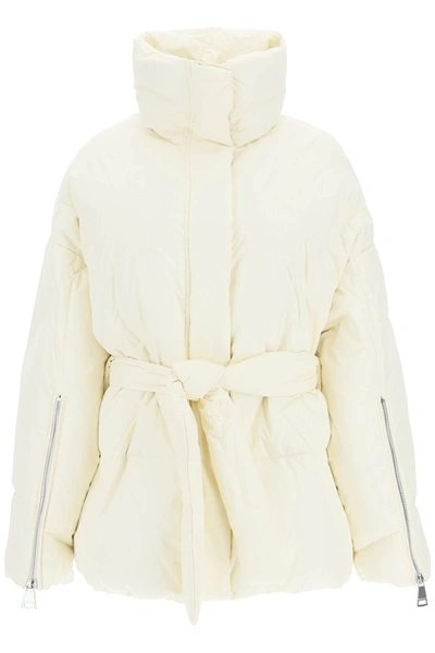 Khrisjoy Icon Belted-waist Puffer Jacket In Butter (white)