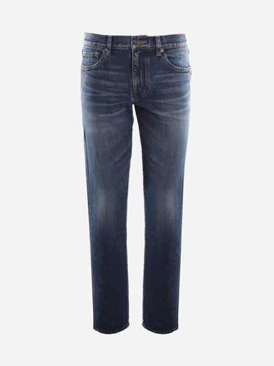 Shop Saint Laurent Cotton Denim Boyfriend Jeans In Blue